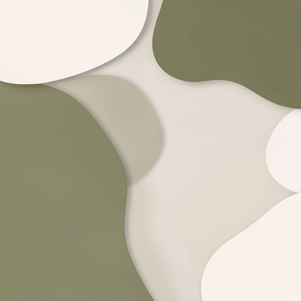 Soft abstract organic shapes in muted olive and cream tones, creating a gentle decorative backdrop